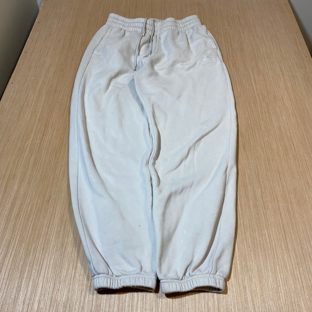 Adidas Originals Mens Fleece Joggers Off White Cream Sweatpants Trefoil Logo L
